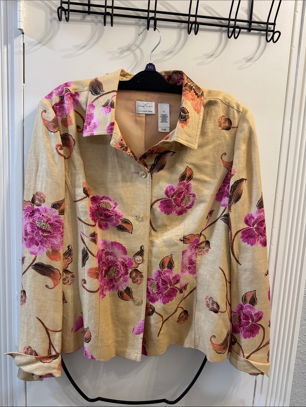 Y2K Liz Claiborne Emma James size 16 summer Jacket cottagecore creme pink